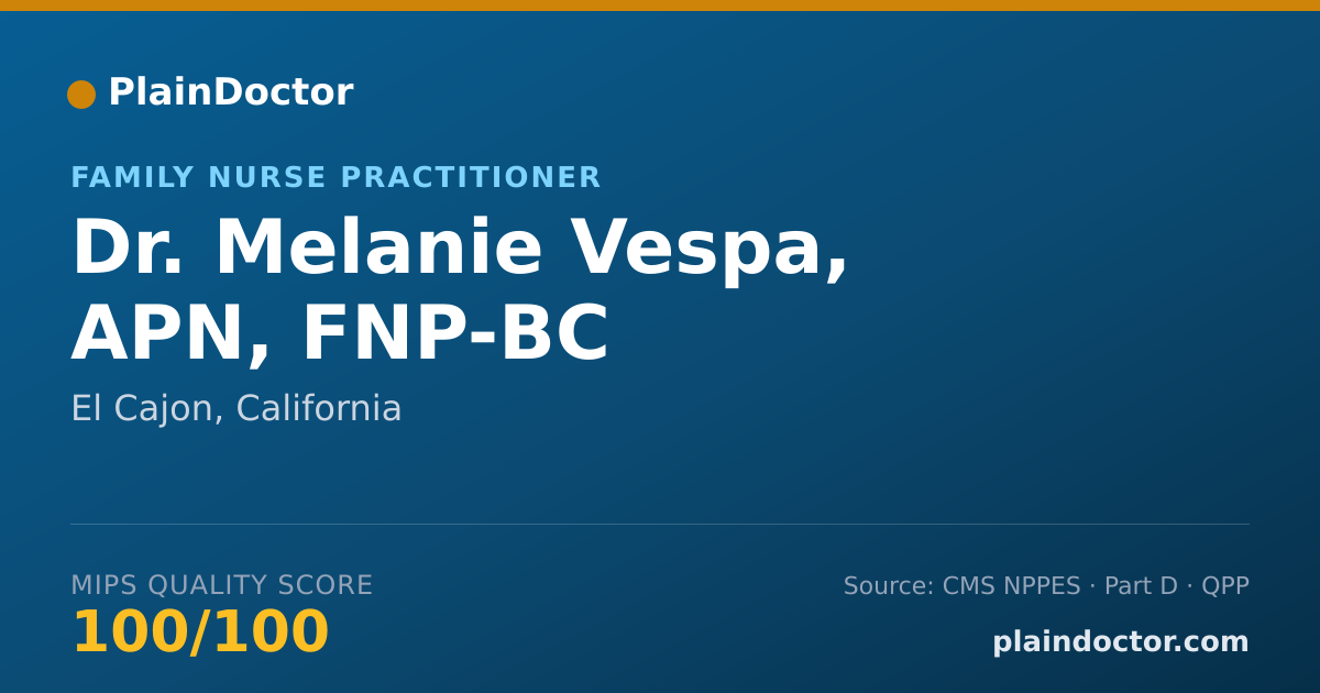 Shareable card for Melanie Vespa, APN, FNP-BC - Family Nurse Practitioner, El Cajon, CA