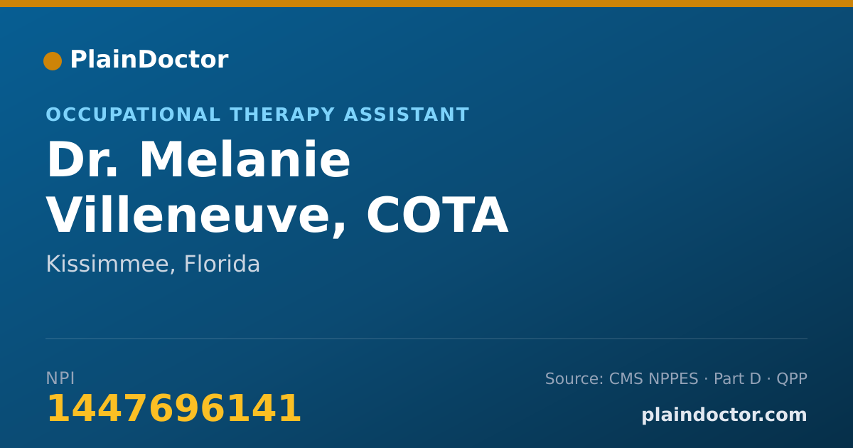 Shareable card for Melanie Villeneuve, COTA - Occupational Therapy Assistant, Kissimmee, FL