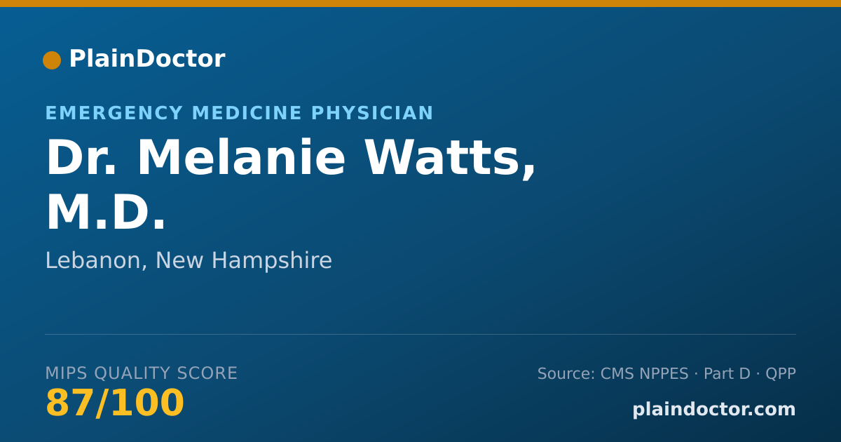 Shareable card for Melanie Watts, M.D. - Emergency Medicine Physician, Lebanon, NH