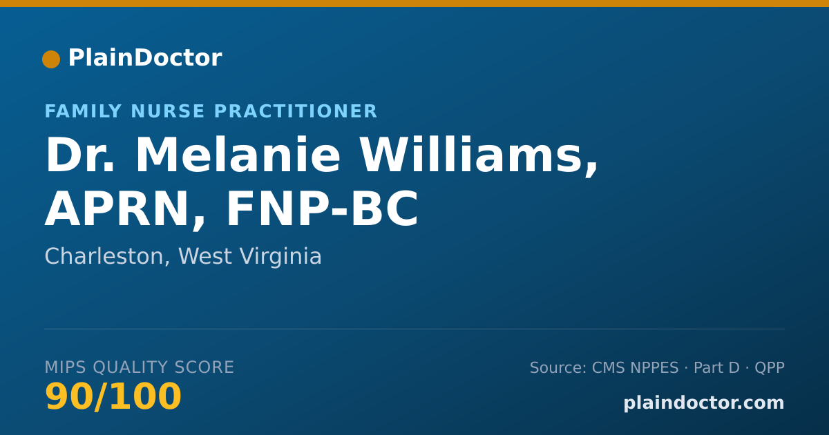 Shareable card for Melanie Williams, APRN, FNP-BC - Family Nurse Practitioner, Charleston, WV