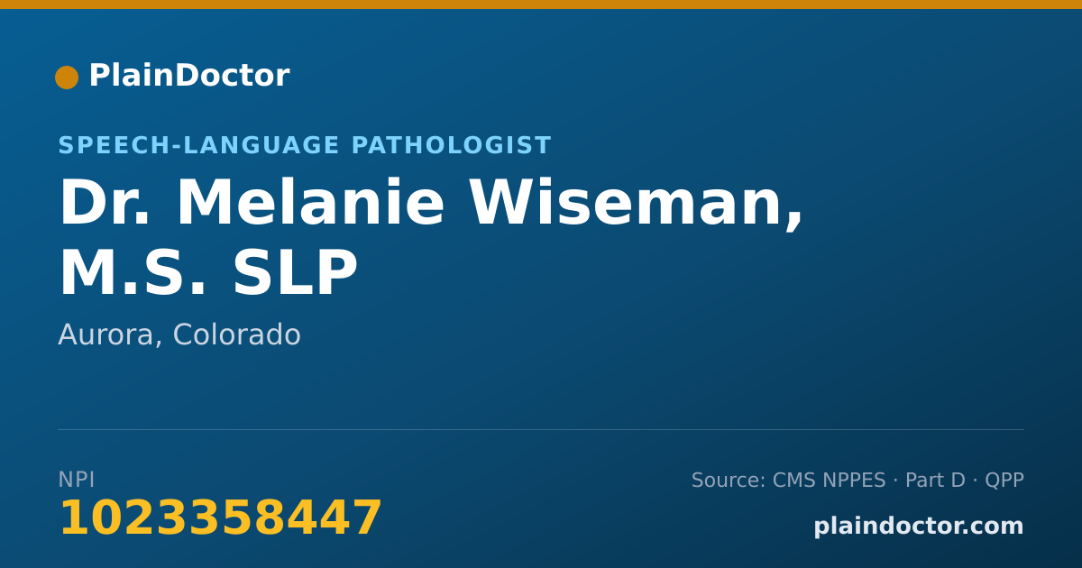 Shareable card for Melanie Wiseman, M.S. SLP - Speech-Language Pathologist, Aurora, CO