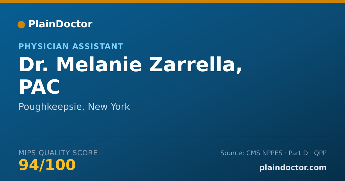 Shareable card for Melanie Zarrella, PAC - Physician Assistant, Poughkeepsie, NY