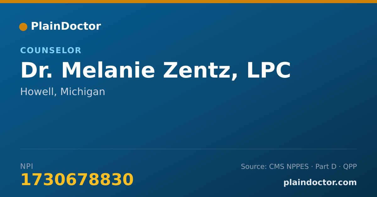 Shareable card for Melanie Zentz, LPC - Counselor, Howell, MI