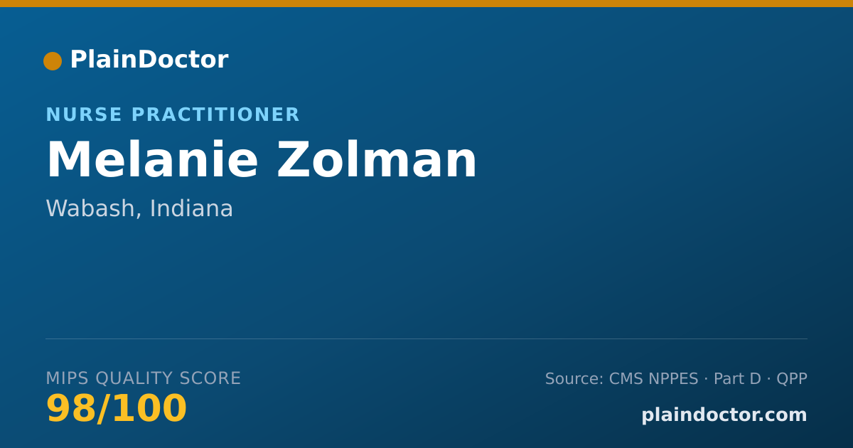 Shareable card for Melanie Zolman - Nurse Practitioner, Wabash, IN