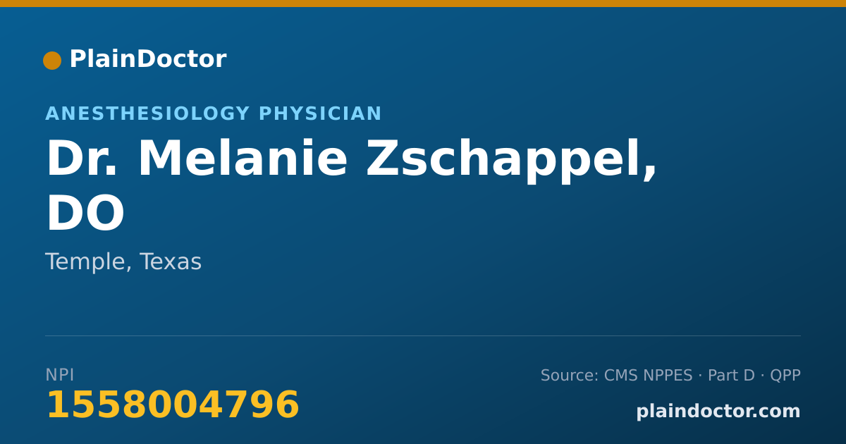 Shareable card for Melanie Zschappel, DO - Anesthesiology Physician, Temple, TX