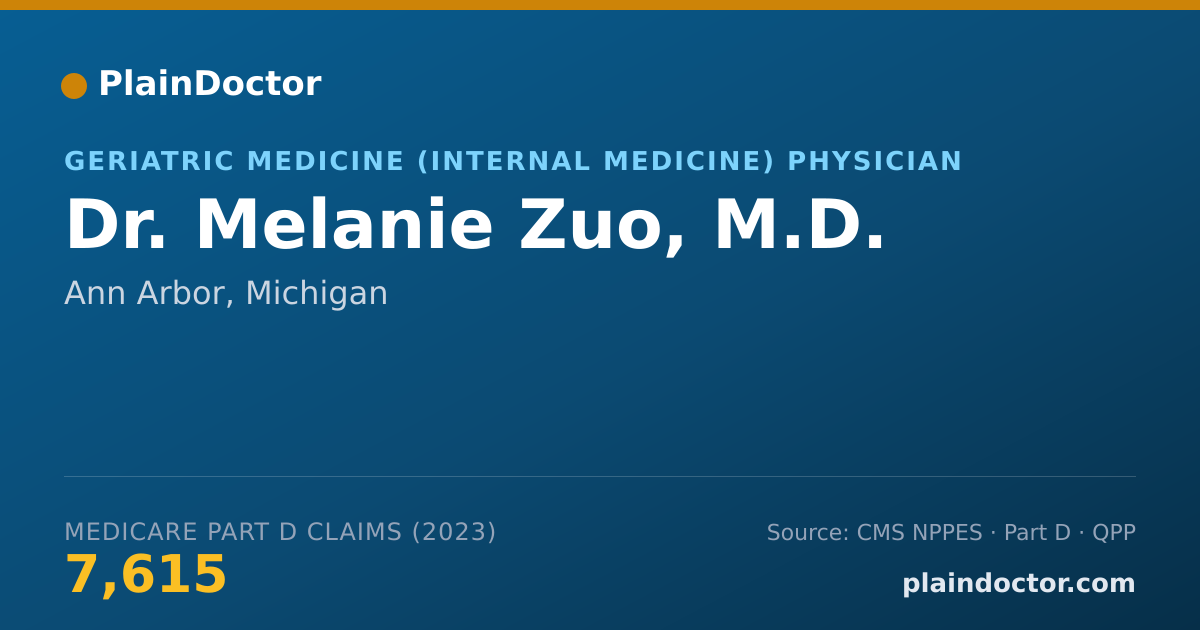 Shareable card for Melanie Zuo, M.D. - Geriatric Medicine (Internal Medicine) Physician, Ann Arbor, MI