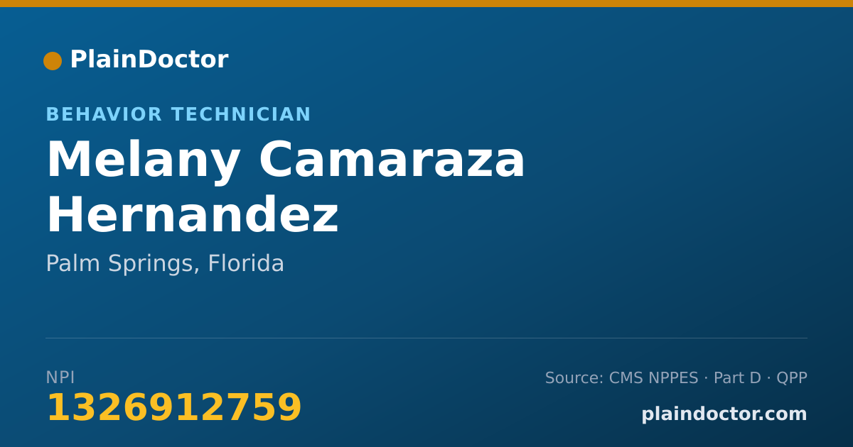 Shareable card for Melany Camaraza Hernandez - Behavior Technician, Palm Springs, FL