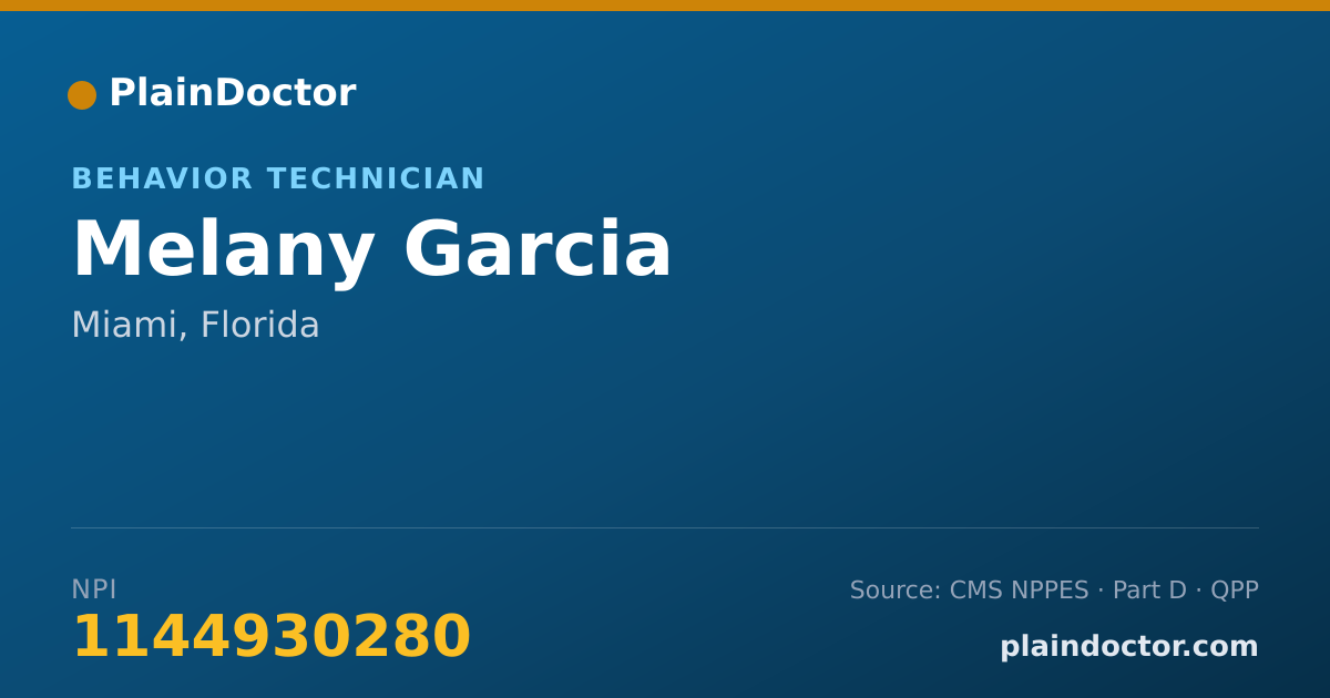 Shareable card for Melany Garcia - Behavior Technician, Miami, FL