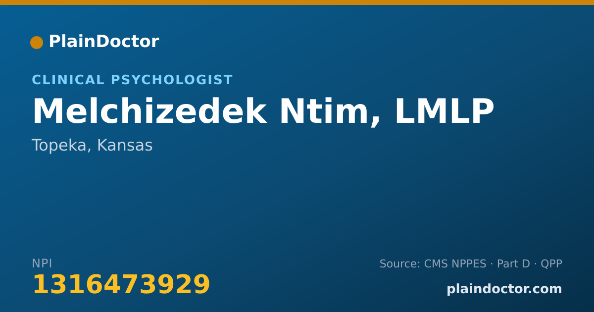Shareable card for Melchizedek Ntim, LMLP - Psychologist, Topeka, KS