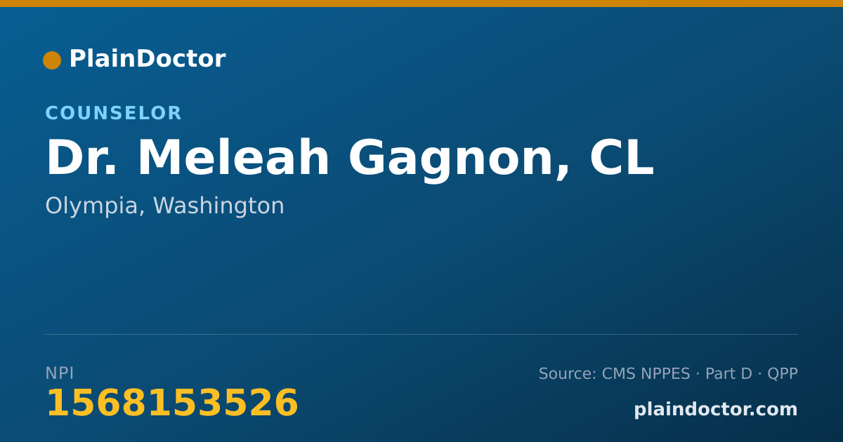 Shareable card for Meleah Gagnon, CL - Counselor, Olympia, WA