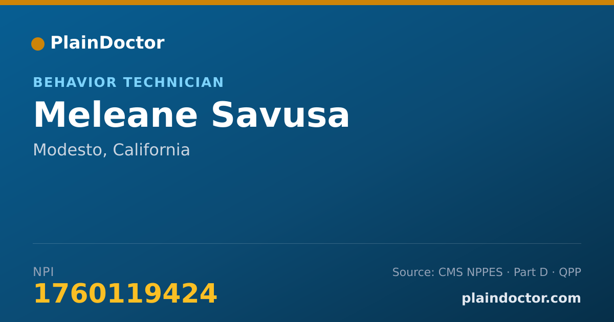 Shareable card for Meleane Savusa - Behavior Technician, Modesto, CA