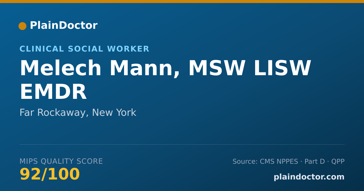 Shareable card for Melech Mann, MSW LISW EMDR - Clinical Social Worker, Far Rockaway, NY