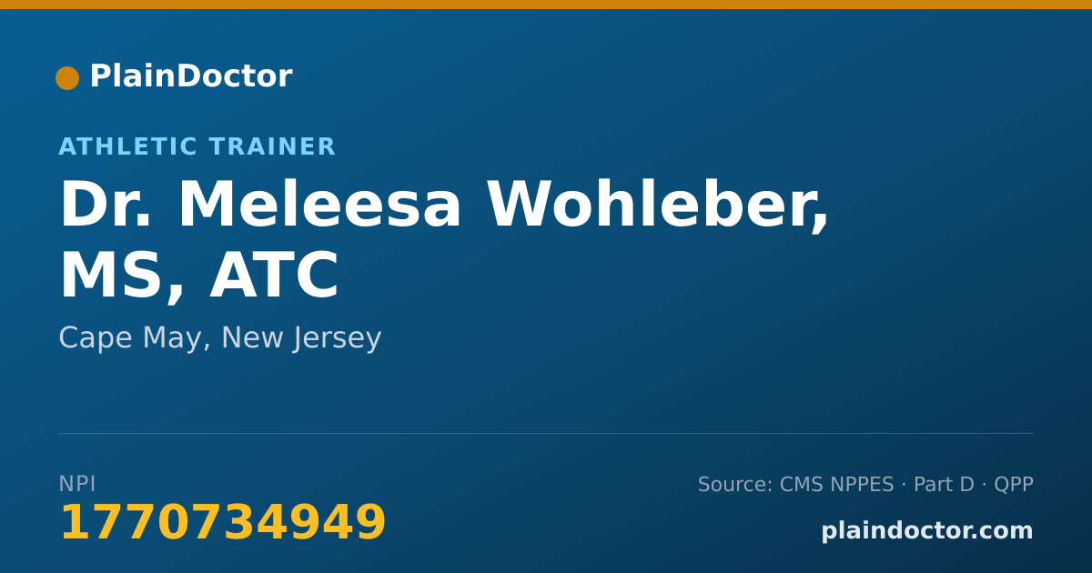 Shareable card for Meleesa Wohleber, MS, ATC - Athletic Trainer, Cape May, NJ