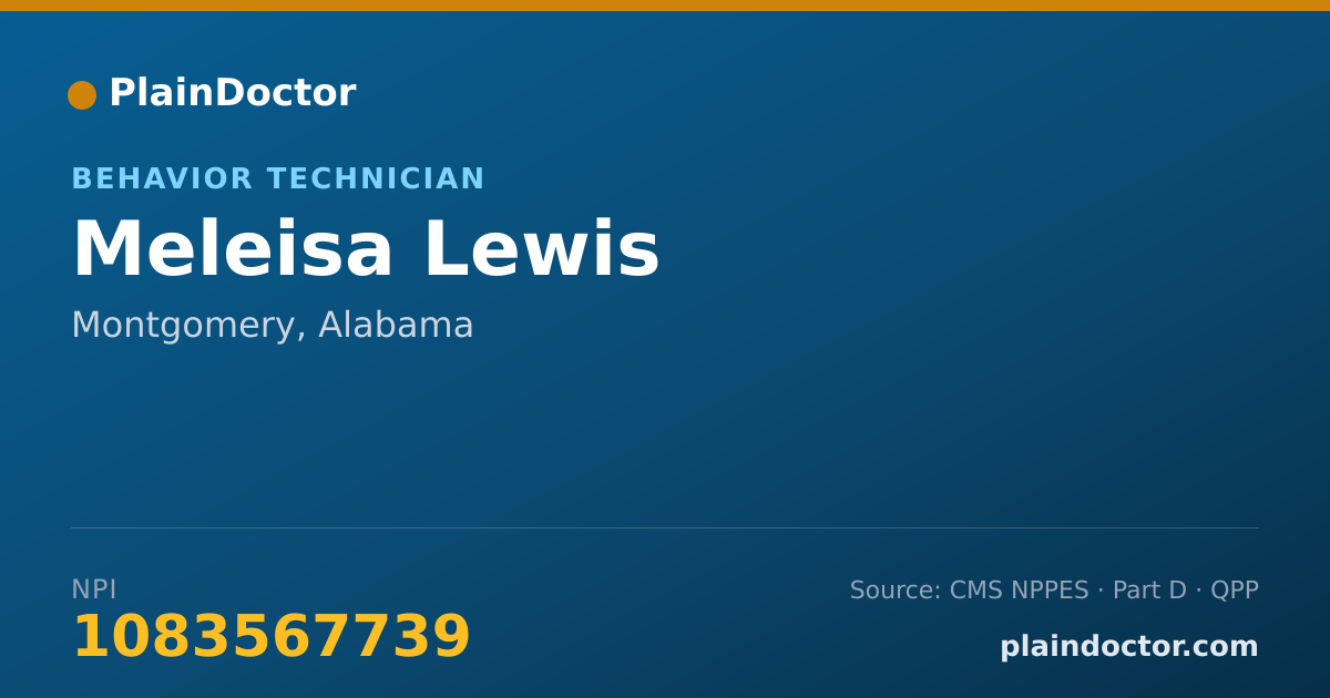 Shareable card for Meleisa Lewis - Behavior Technician, Montgomery, AL