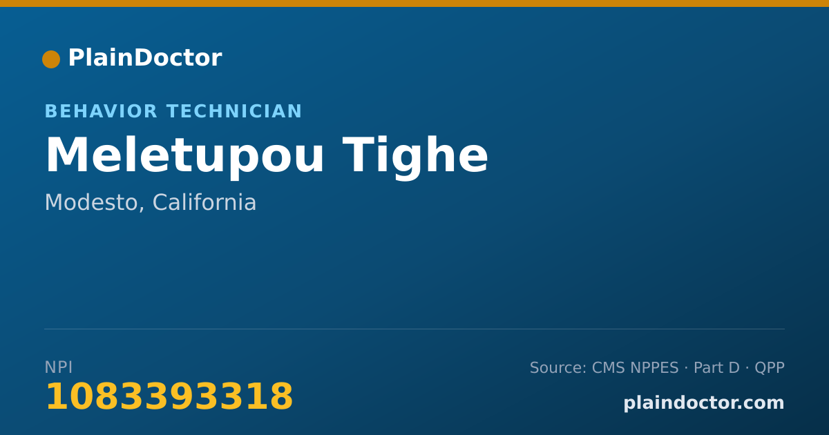 Shareable card for Meletupou Tighe - Behavior Technician, Modesto, CA