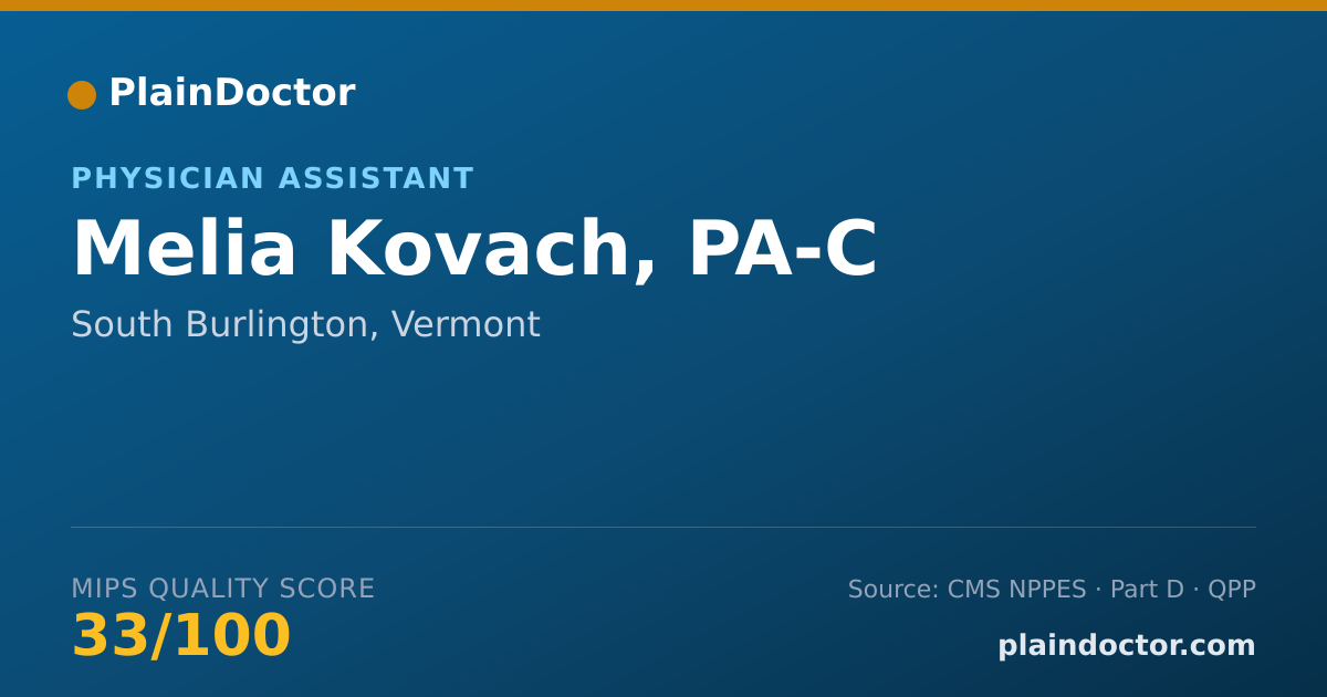 Shareable card for Melia Kovach, PA-C - Physician Assistant, South Burlington, VT