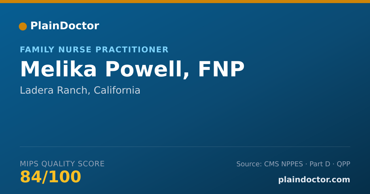 Shareable card for Melika Powell, FNP - Family Nurse Practitioner, Ladera Ranch, CA
