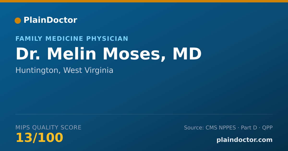 Shareable card for Melin Moses, MD - Family Medicine Physician, Huntington, WV
