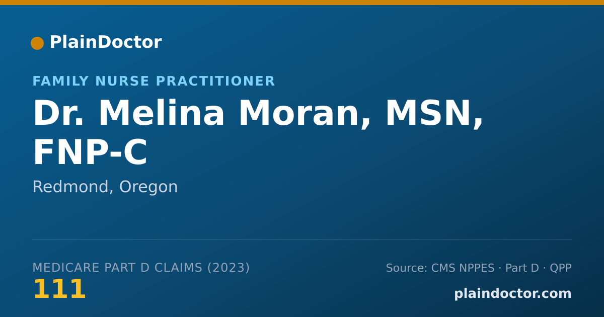 Shareable card for Melina Moran, MSN, FNP-C - Family Nurse Practitioner, Redmond, OR