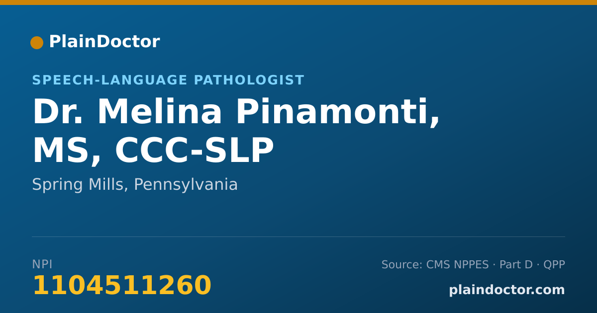 Shareable card for Melina Pinamonti, MS, CCC-SLP - Speech-Language Pathologist, Spring Mills, PA