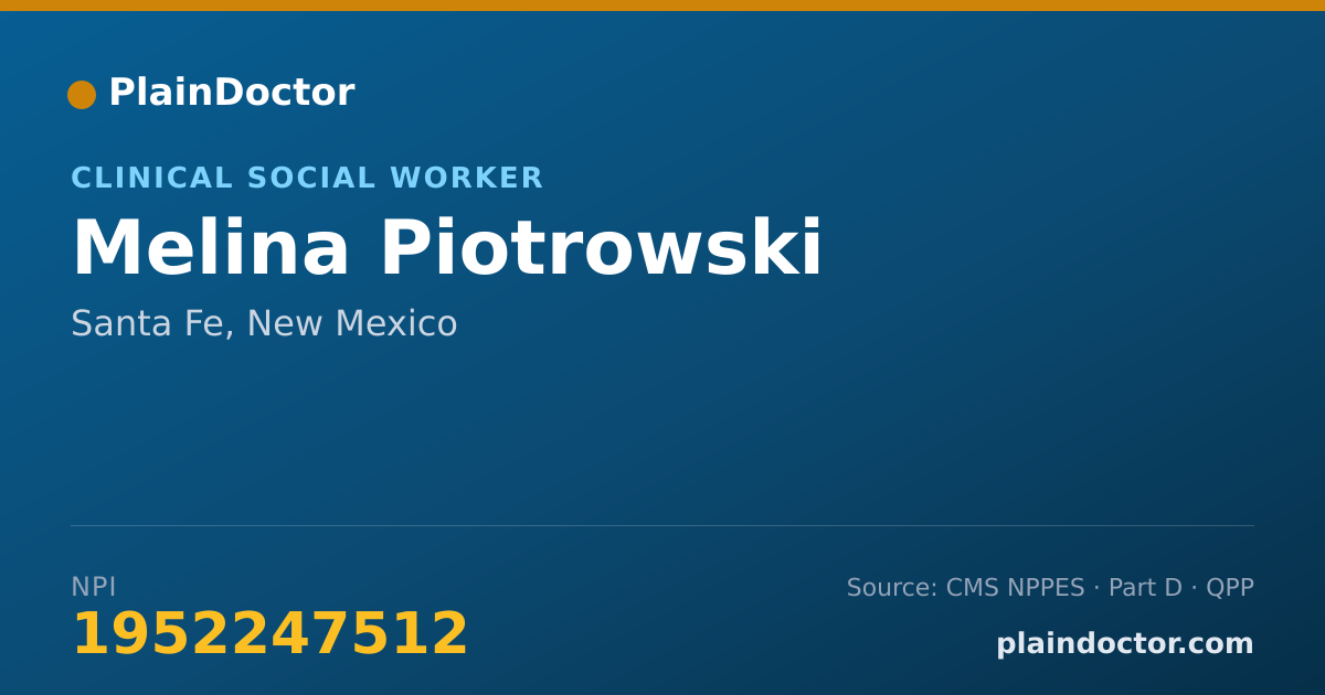 Shareable card for Melina Piotrowski - Clinical Social Worker, Santa Fe, NM
