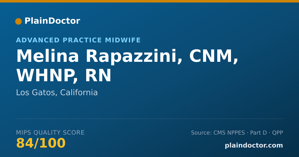 Shareable card for Melina Rapazzini, CNM, WHNP, RN - Registered Nurse, Los Gatos, CA