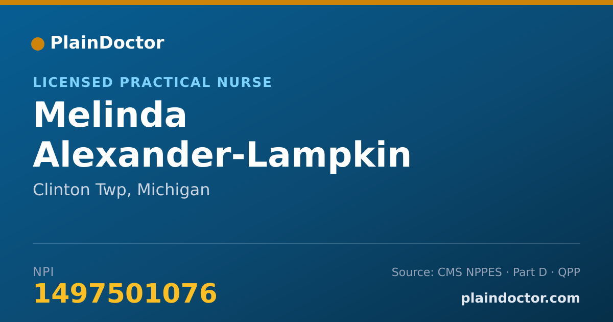 Shareable card for Melinda Alexander-Lampkin - Licensed Practical Nurse, Clinton Twp, MI
