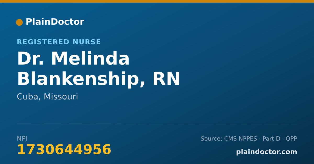 Shareable card for Melinda Blankenship, RN - Registered Nurse, Cuba, MO