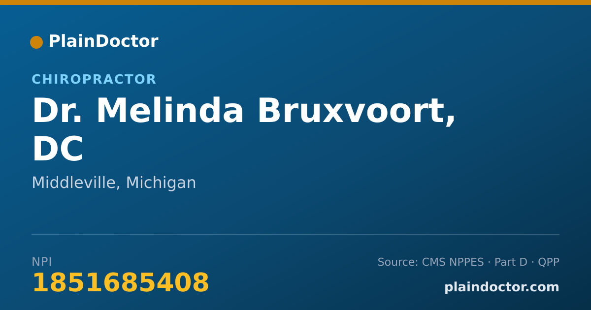 Shareable card for Melinda Bruxvoort, DC - Chiropractor, Middleville, MI