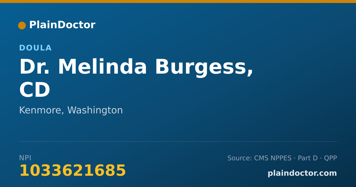 Shareable card for Melinda Burgess, CD - Doula, Kenmore, WA