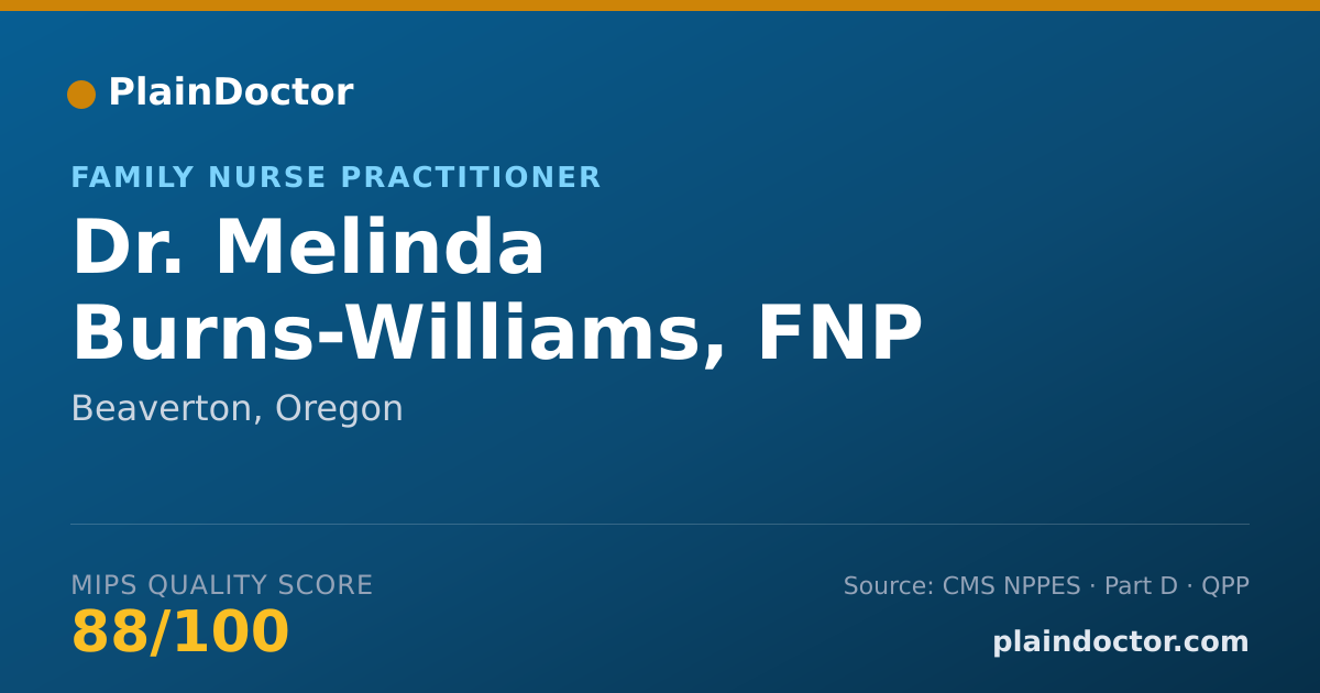 Shareable card for Melinda Burns-Williams, FNP - Family Nurse Practitioner, Beaverton, OR