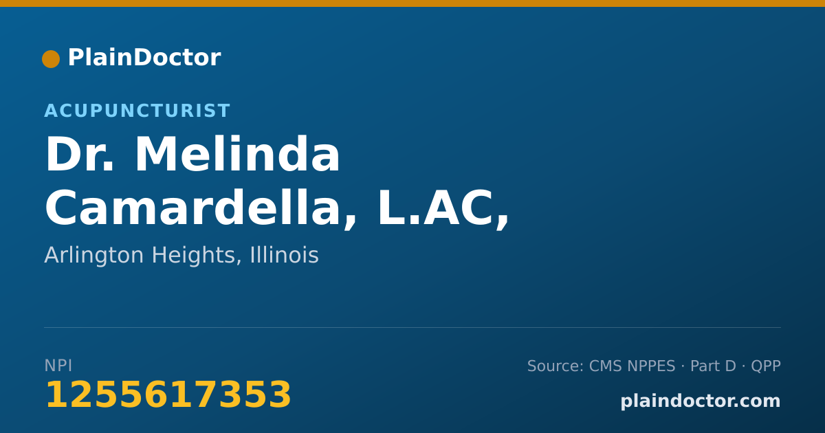 Shareable card for Melinda Camardella, L.AC, MSTOM - Acupuncturist, Arlington Heights, IL