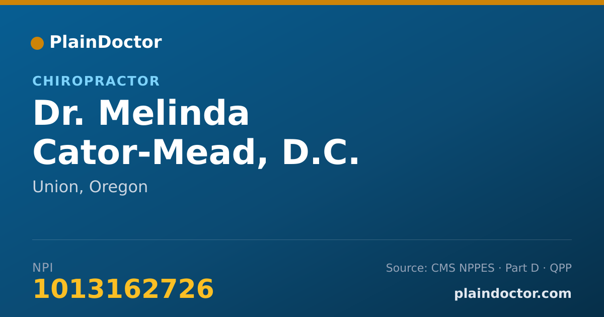 Shareable card for Melinda Cator-Mead, D.C. - Chiropractor, Union, OR