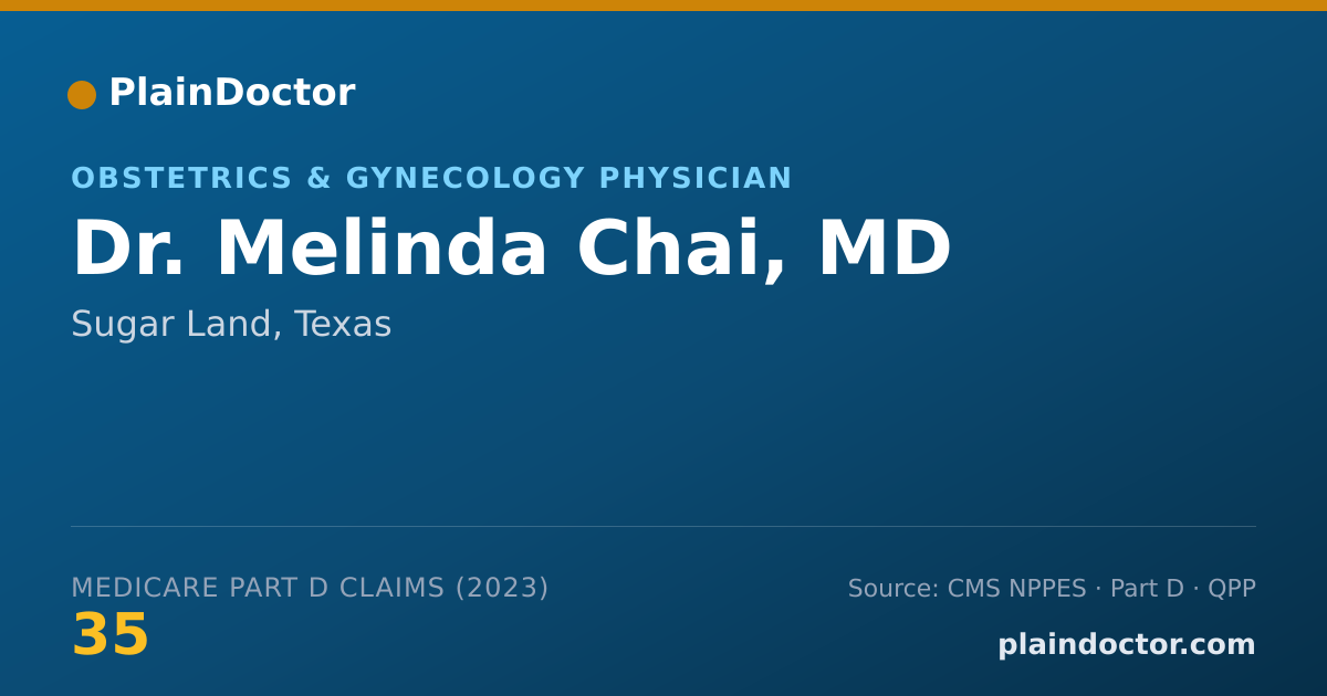 Shareable card for Melinda Chai, MD - Obstetrics & Gynecology Physician, Sugar Land, TX