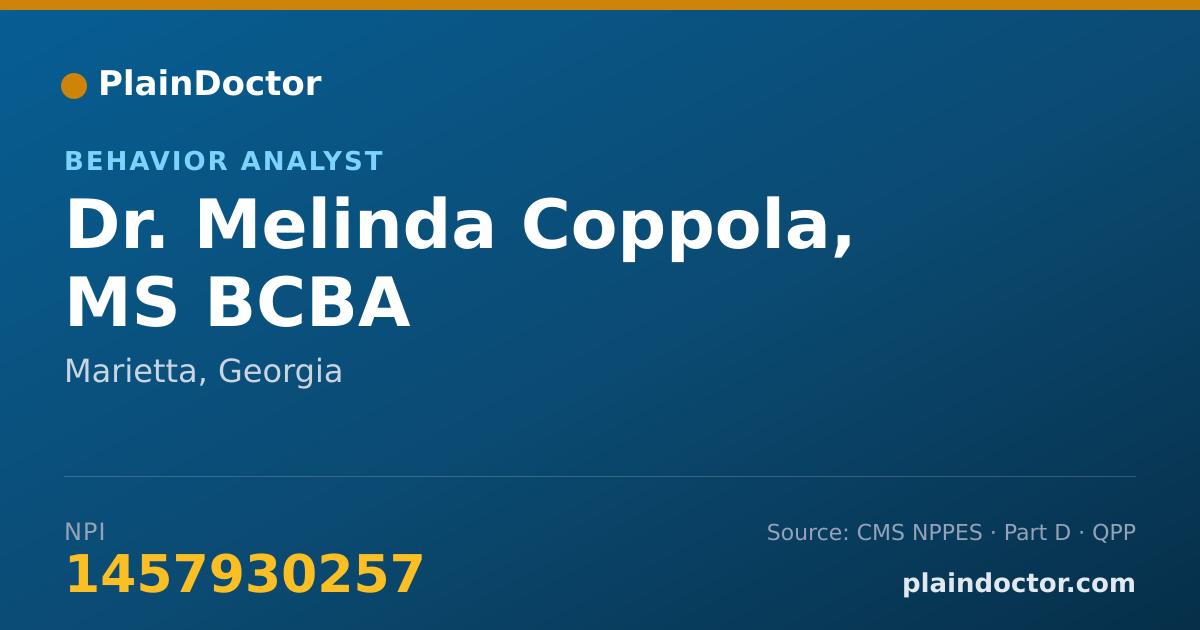 Shareable card for Melinda Coppola, MS BCBA - Behavior Analyst, Marietta, GA