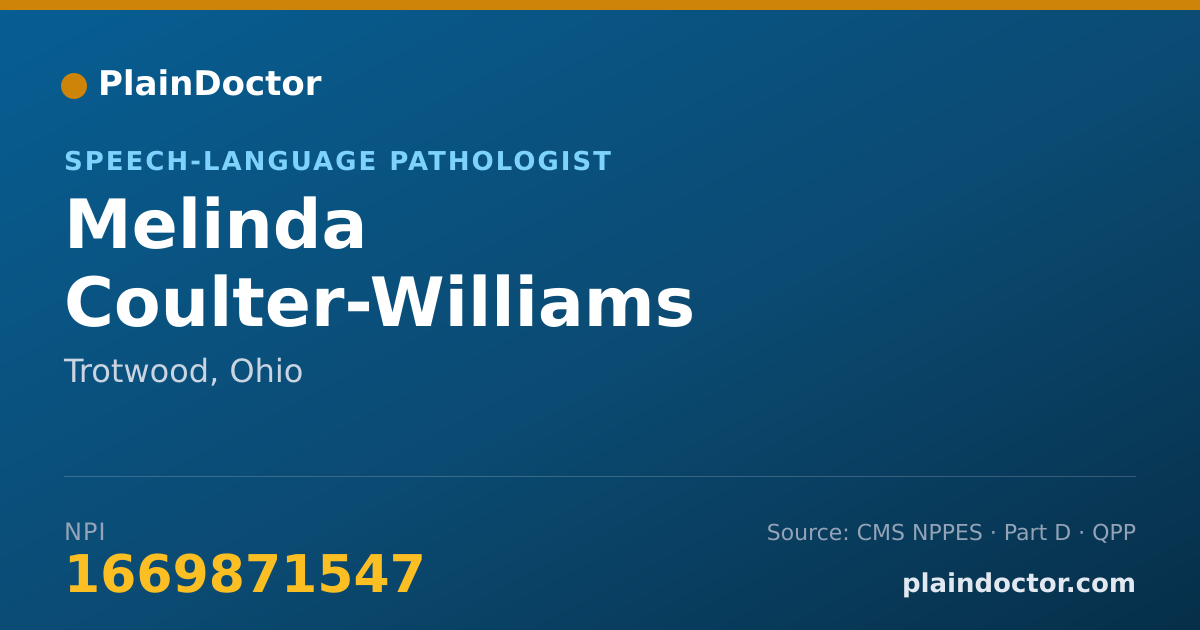 Shareable card for Melinda Coulter-Williams - Speech-Language Pathologist, Trotwood, OH