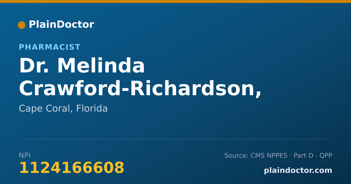 Shareable card for Melinda Crawford-Richardson, RPH.,CPH - Pharmacist, Cape Coral, FL