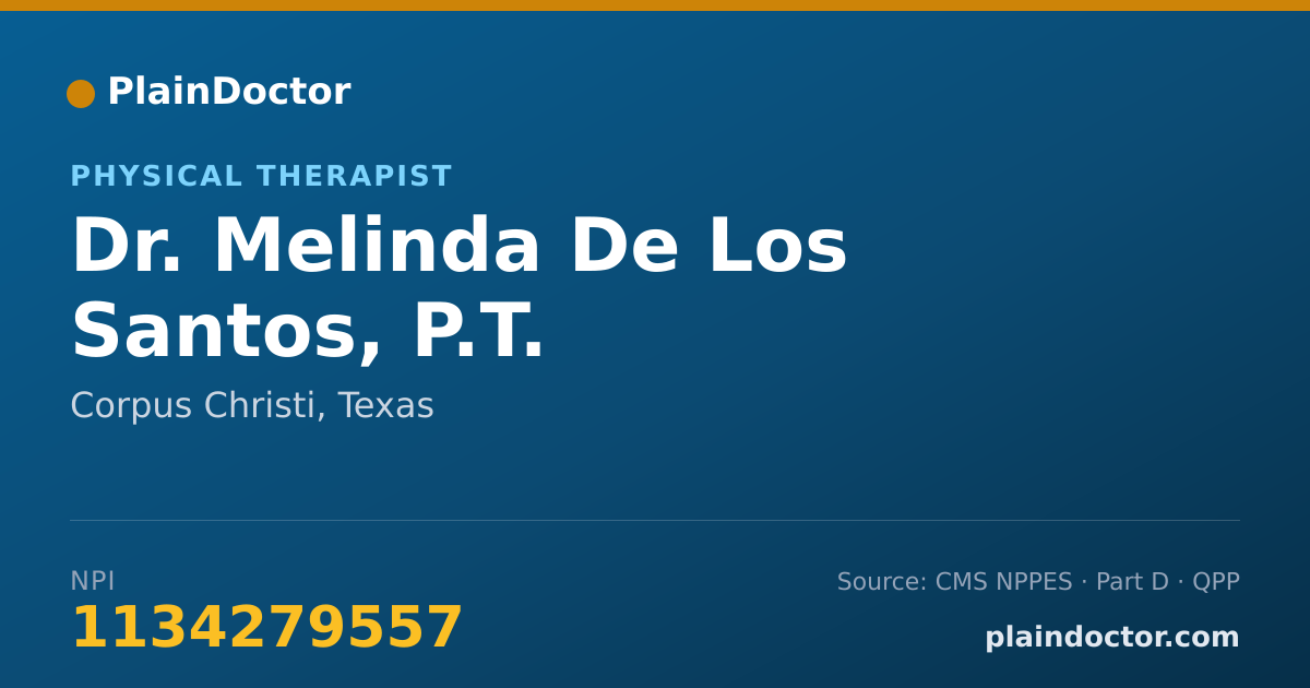 Shareable card for Melinda De Los Santos, P.T. - Physical Therapist, Corpus Christi, TX