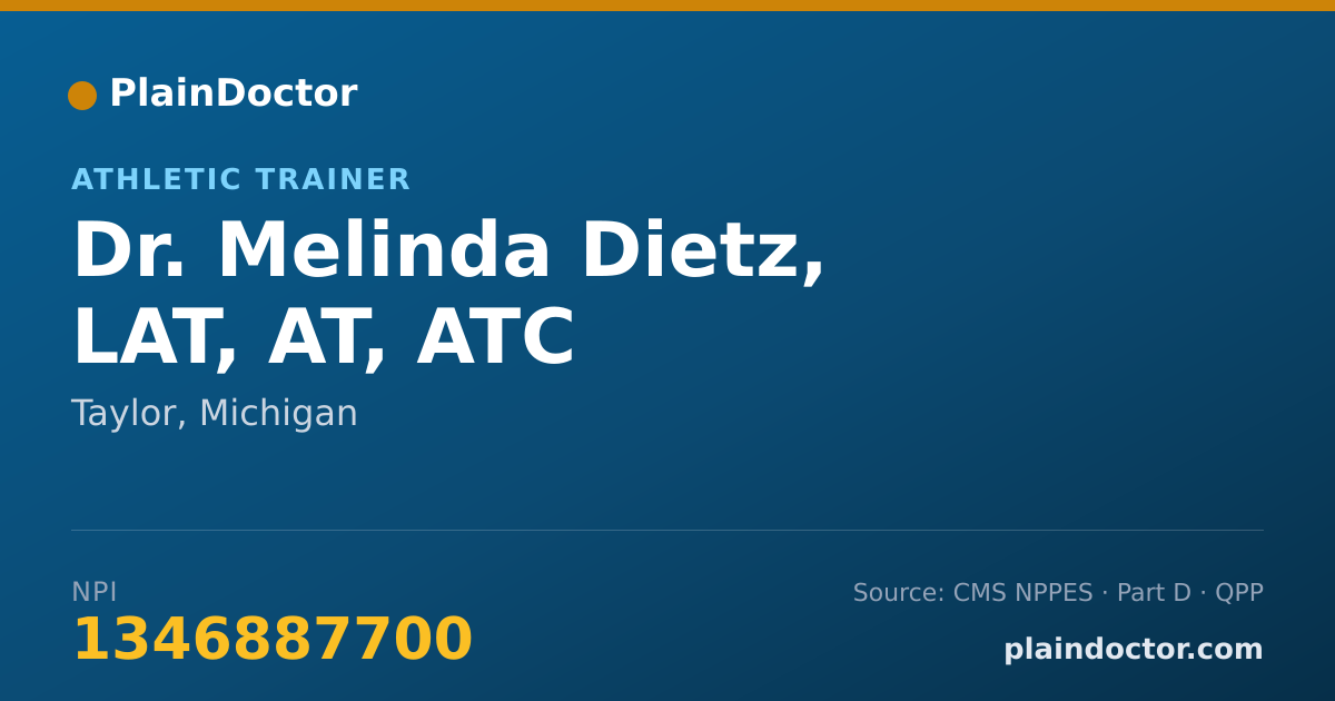 Shareable card for Melinda Dietz, LAT, AT, ATC - Athletic Trainer, Taylor, MI