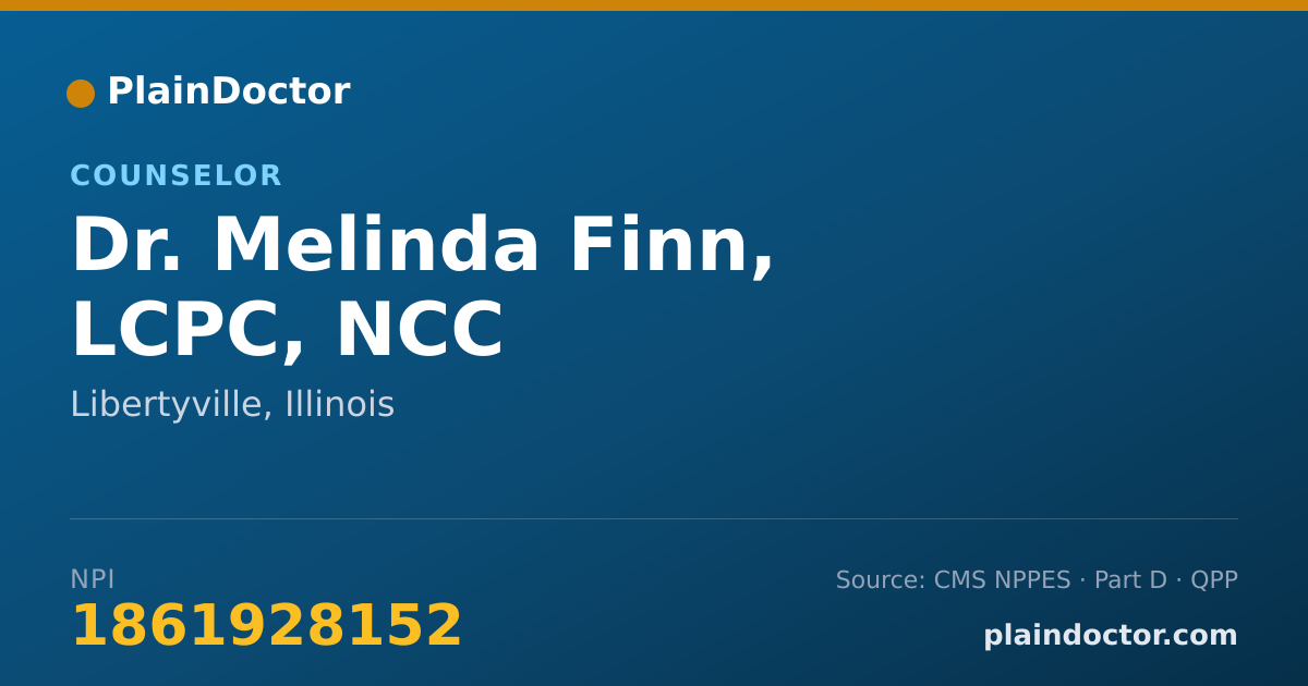 Shareable card for Melinda Finn, LCPC, NCC - Counselor, Libertyville, IL