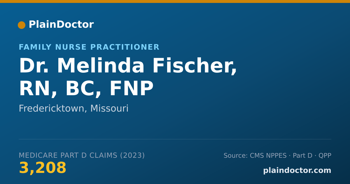 Shareable card for Melinda Fischer, RN, BC, FNP - Family Nurse Practitioner, Fredericktown, MO