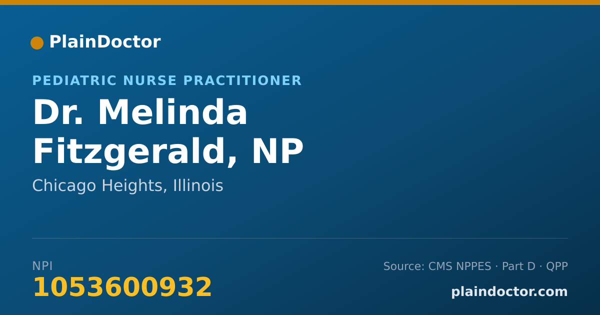 Shareable card for Melinda Fitzgerald, NP - Pediatric Nurse Practitioner, Chicago Heights, IL