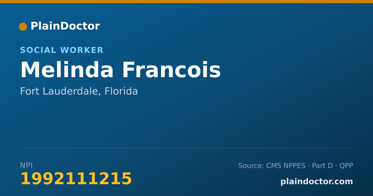 Shareable card for Melinda Francois - Social Worker, Fort Lauderdale, FL