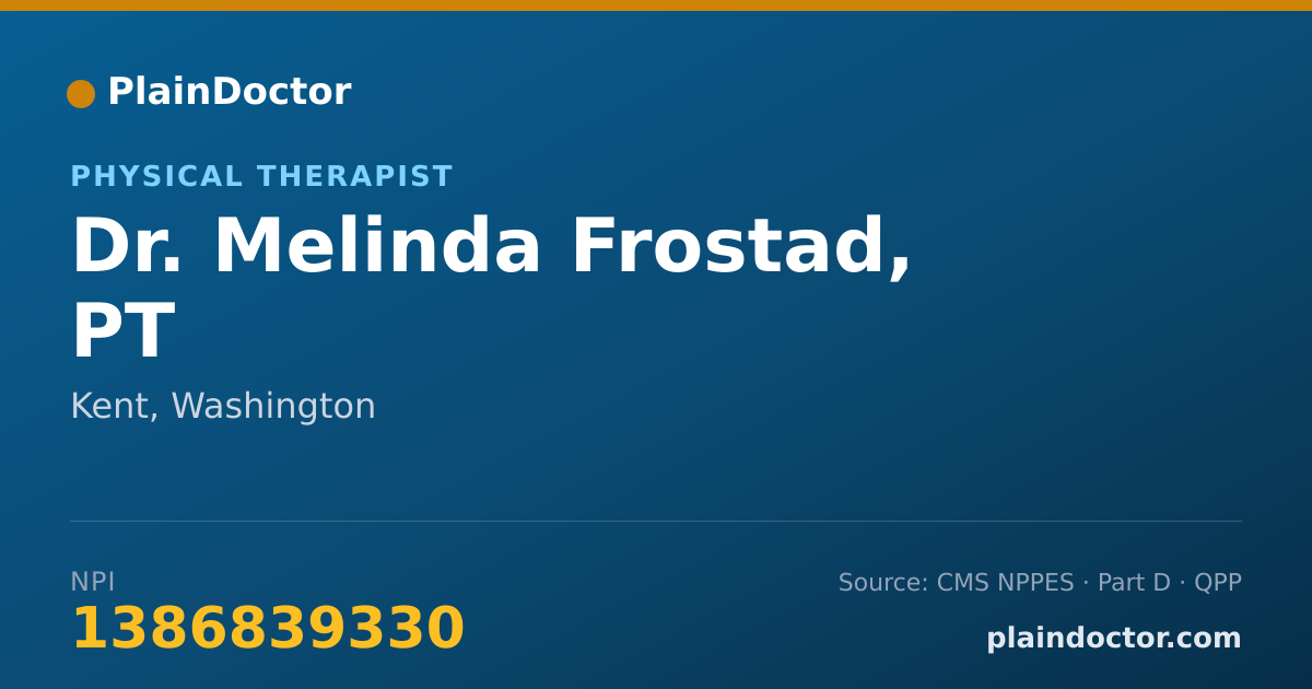 Shareable card for Melinda Frostad, PT - Physical Therapist, Kent, WA