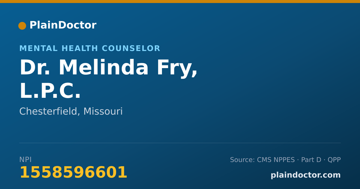 Shareable card for Melinda Fry, L.P.C. - Mental Health Counselor, Chesterfield, MO