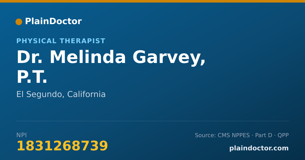 Shareable card for Melinda Garvey, P.T. - Physical Therapist, El Segundo, CA