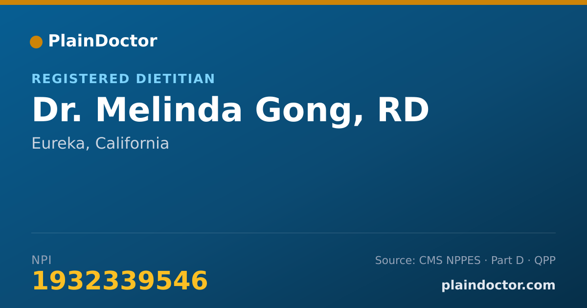 Shareable card for Melinda Gong, RD - Registered Dietitian, Eureka, CA