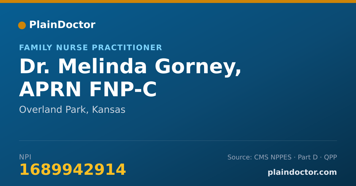 Shareable card for Melinda Gorney, APRN FNP-C - Family Nurse Practitioner, Overland Park, KS