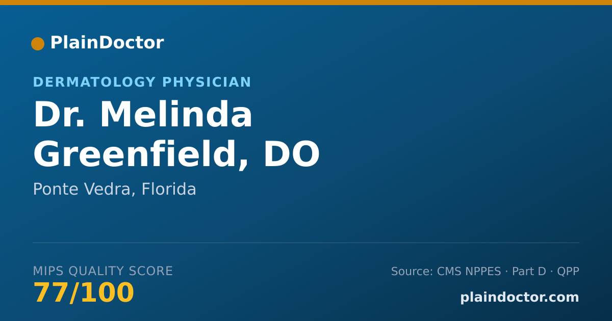 Shareable card for Melinda Greenfield, DO - Dermatology Physician, Ponte Vedra, FL