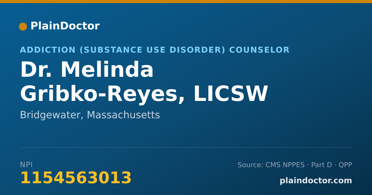 Shareable card for Melinda Gribko-Reyes, LICSW - Addiction (Substance Use Disorder) Counselor, Bridgewater, MA
